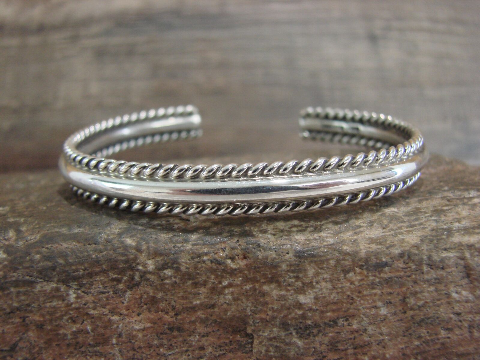Navajo Indian Sterling Silver Bracelet Cuff by Elaine Tahe