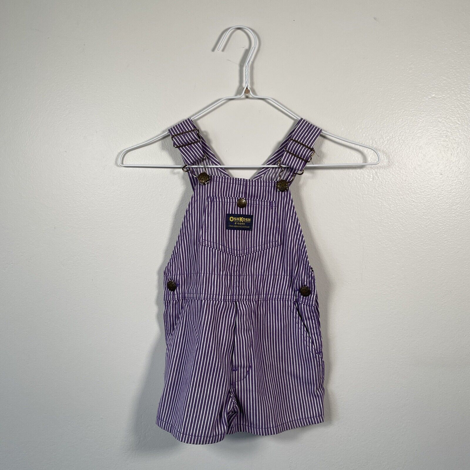 Vintage OshKosh B'Gosh Overalls Purple Stripe Vestbak Shortalls Toddler USA 4T
