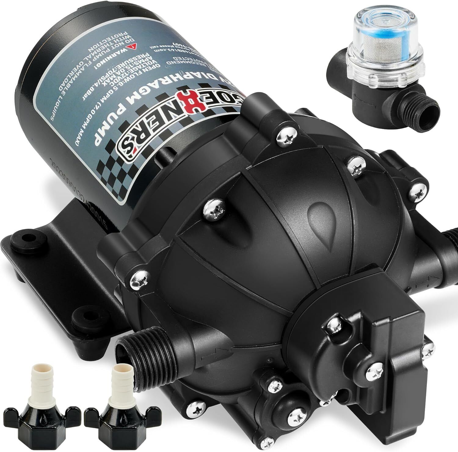 [Upgraded Version]RV Fresh Water Pump 12V DC WaterPump 6.5GPM 70PSI Five Chamber
