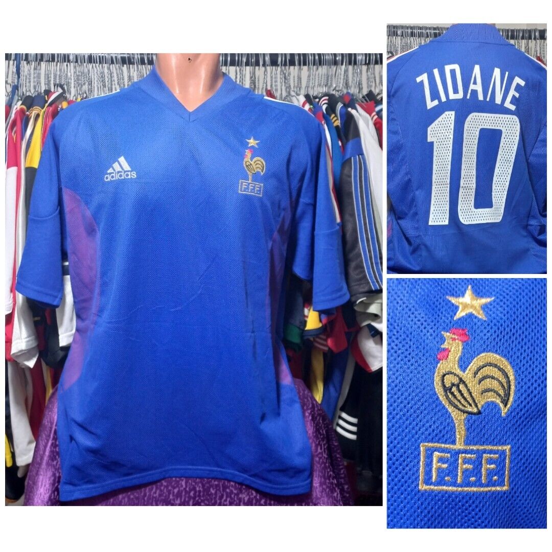 Zidane #10🔥France 2002/04 Home Football Shirt  Adidas - Size L verry condition