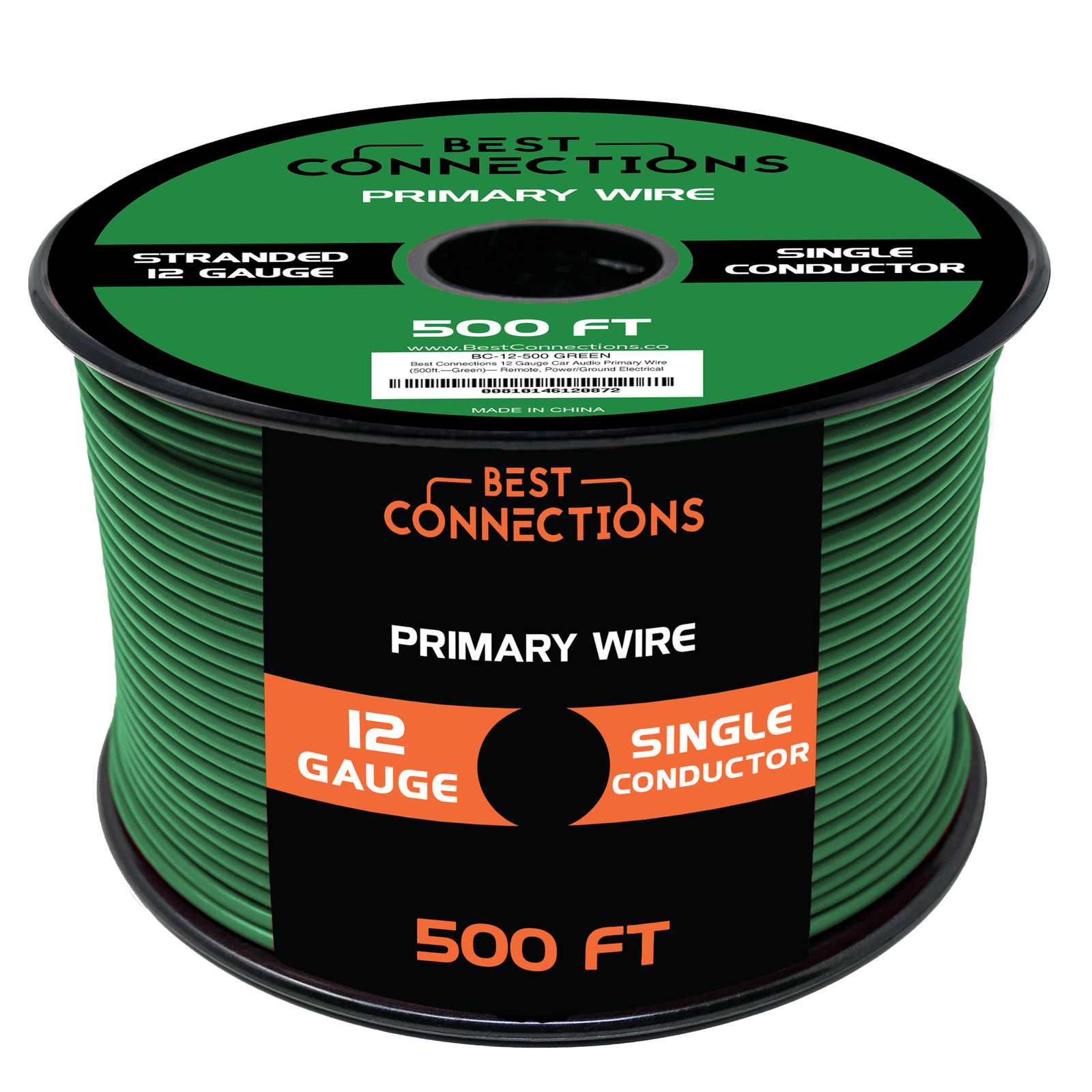 12 Gauge Car Audio Primary Wire (500ft–Green)– Remote, Power/Ground Electrical