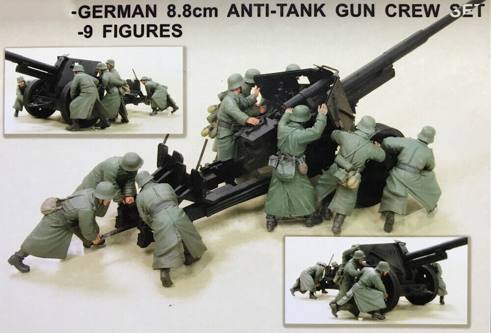 unpainted unassembled 1/35 Resin German 8.8CM Anti-tank Gun Crew 9 Kit  1807