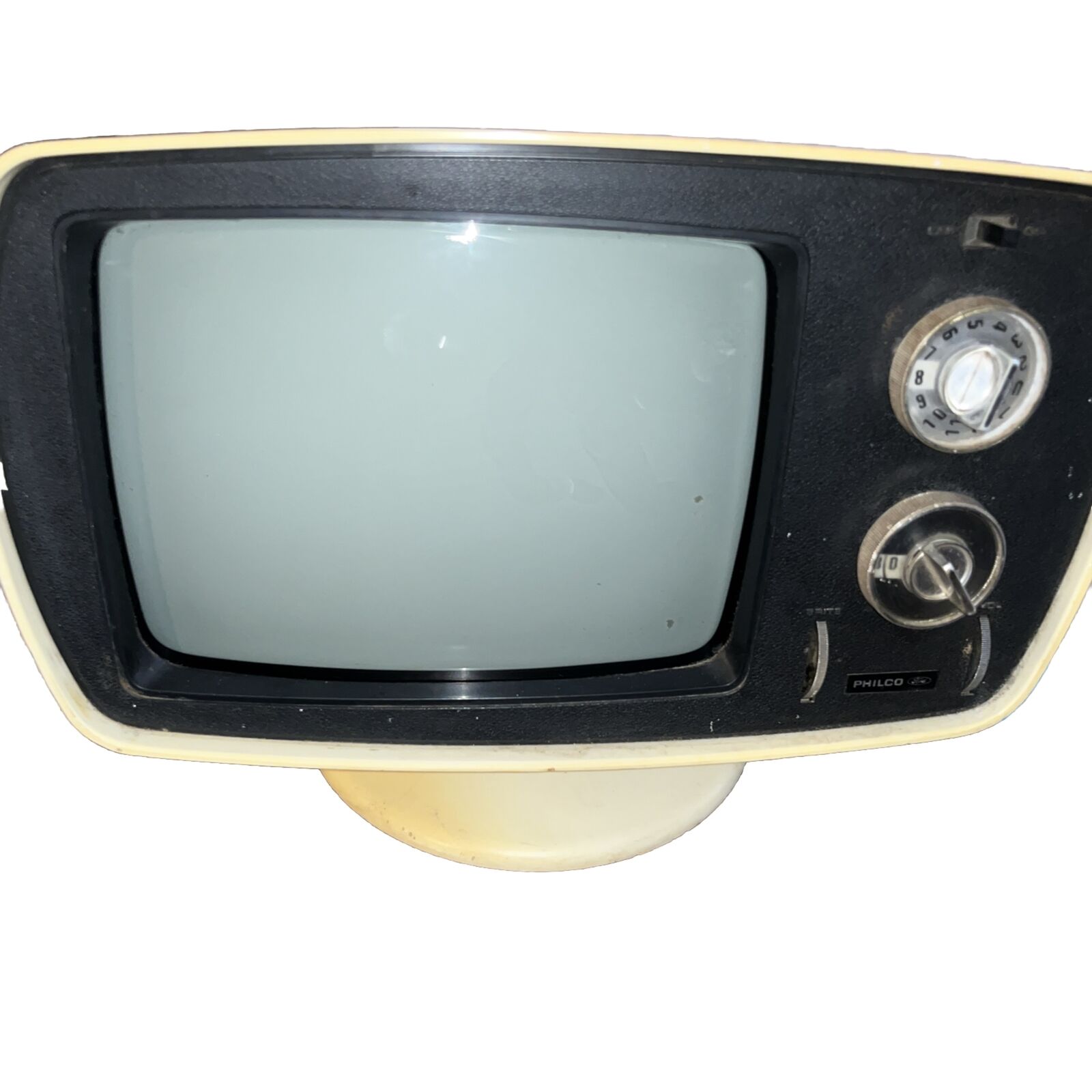 Vintage Cream  1970s PHILCO Ford ATOMIC TV Television SPACE AGE Tested MCM B370