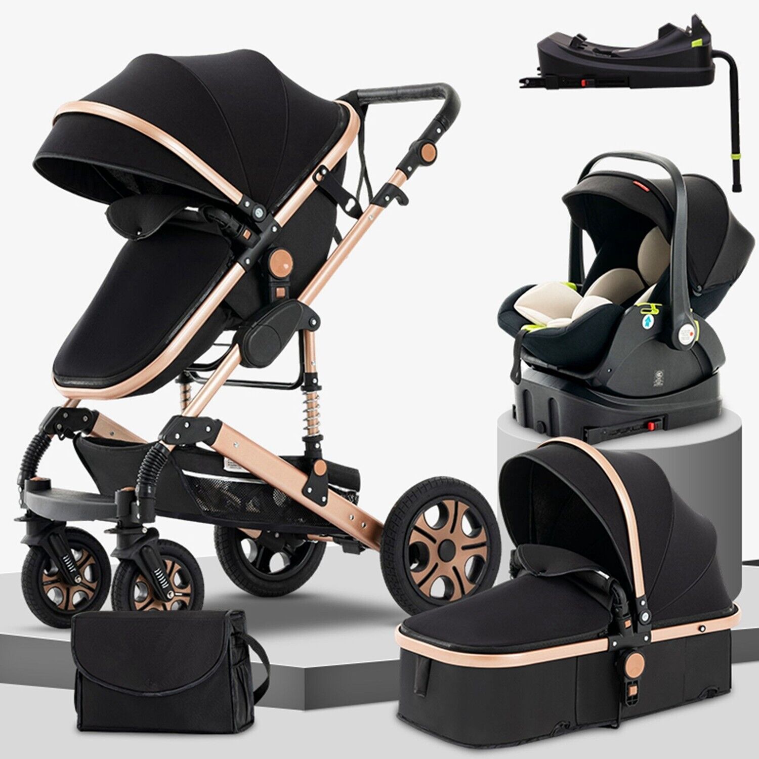 Steanny Baby Stroller Combo Car Seat 5-in-1 Travel System Unisex Baby Car