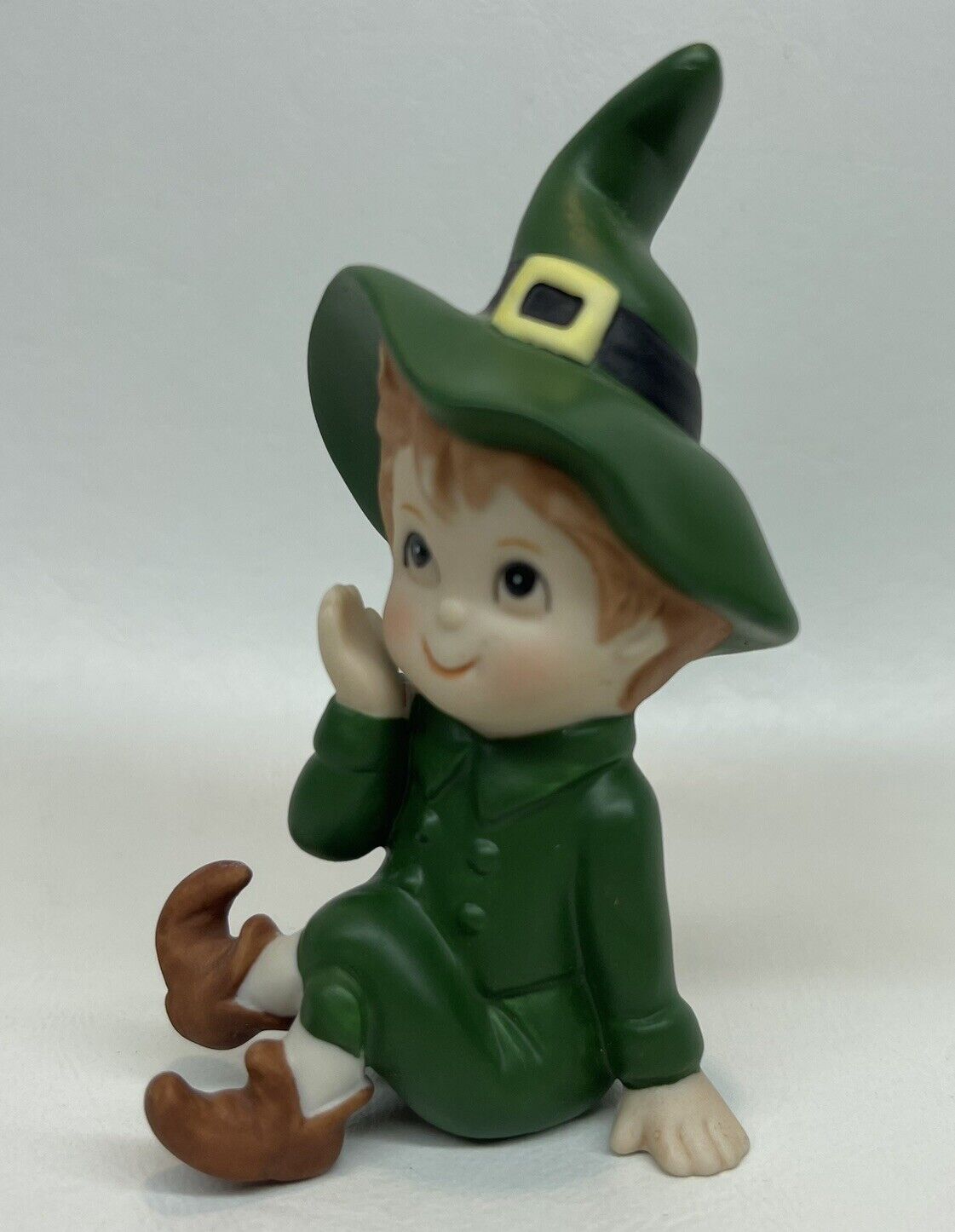 Vtg Leprechaun Lefton 06107 Irish Hand Painted Elf St Patricks Day Pixie 3.25\
