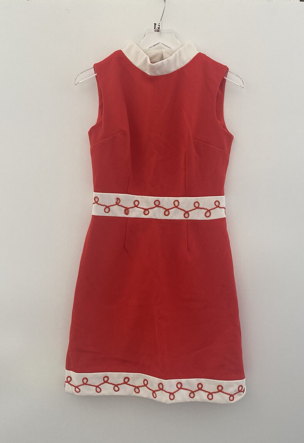 Vintage 1960s Sherbet Originals Red White Shift Dress Womens Size 12 (565)