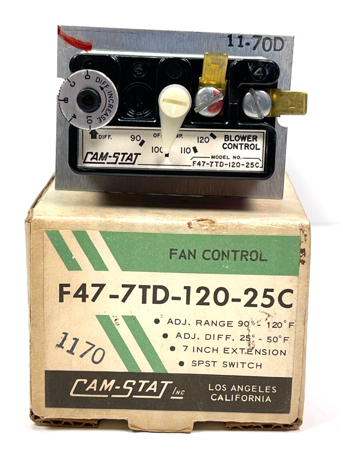 CAM-STAT F47-7TD-120-25C FAN CONTROL SPST Switch, 7 inch