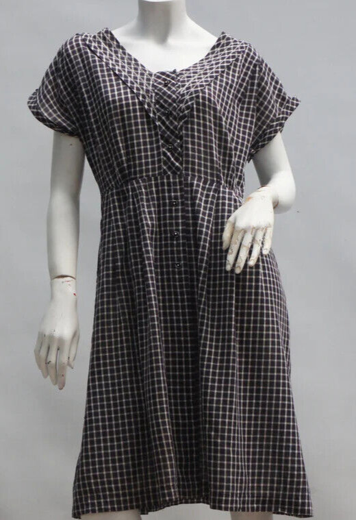 Vintage 40s Black and White Gingham Print Dress