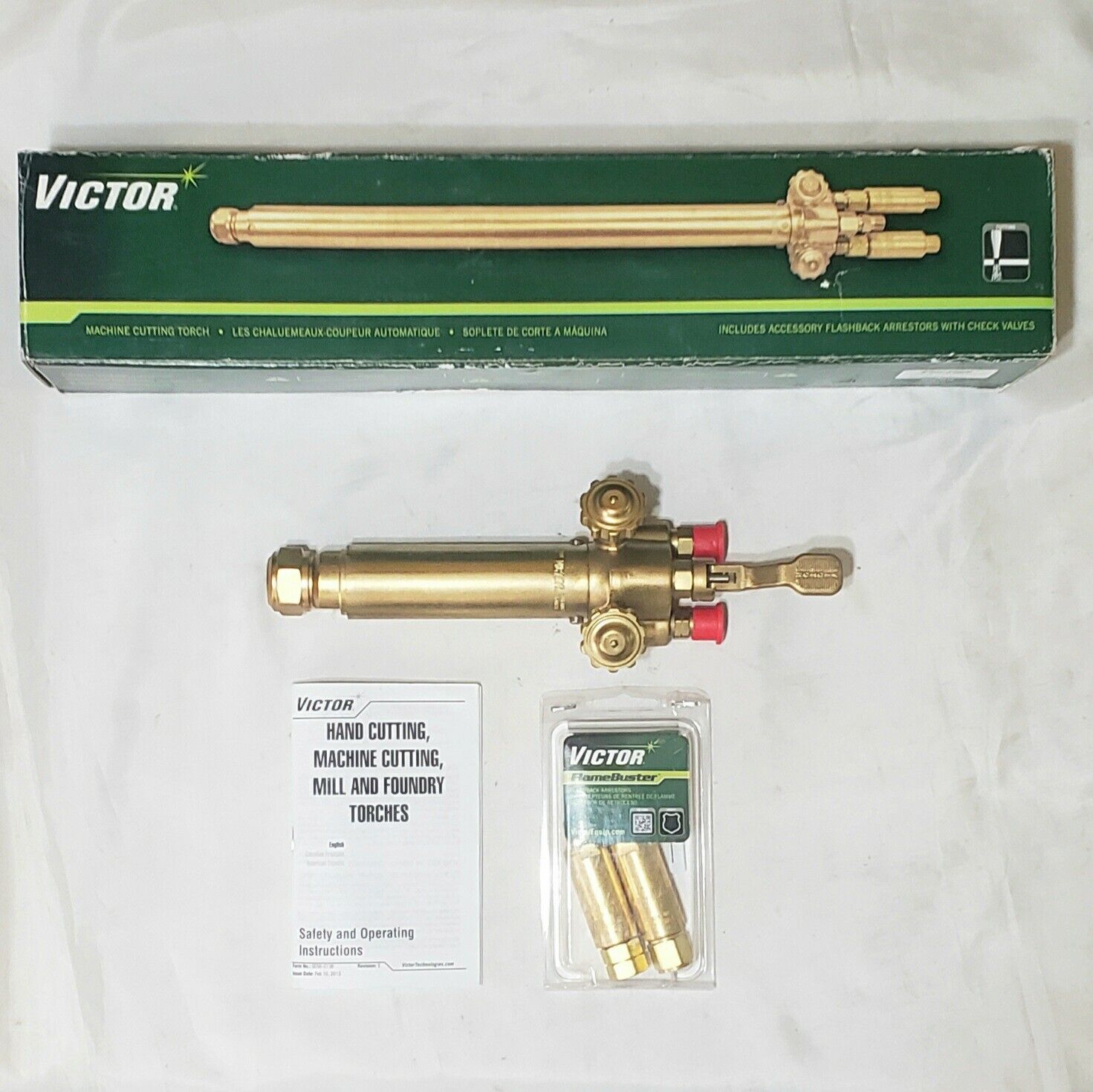 Victor MT204 Short Barrel Machine Cutting Torch & Flashback Arrestors 0380-0215