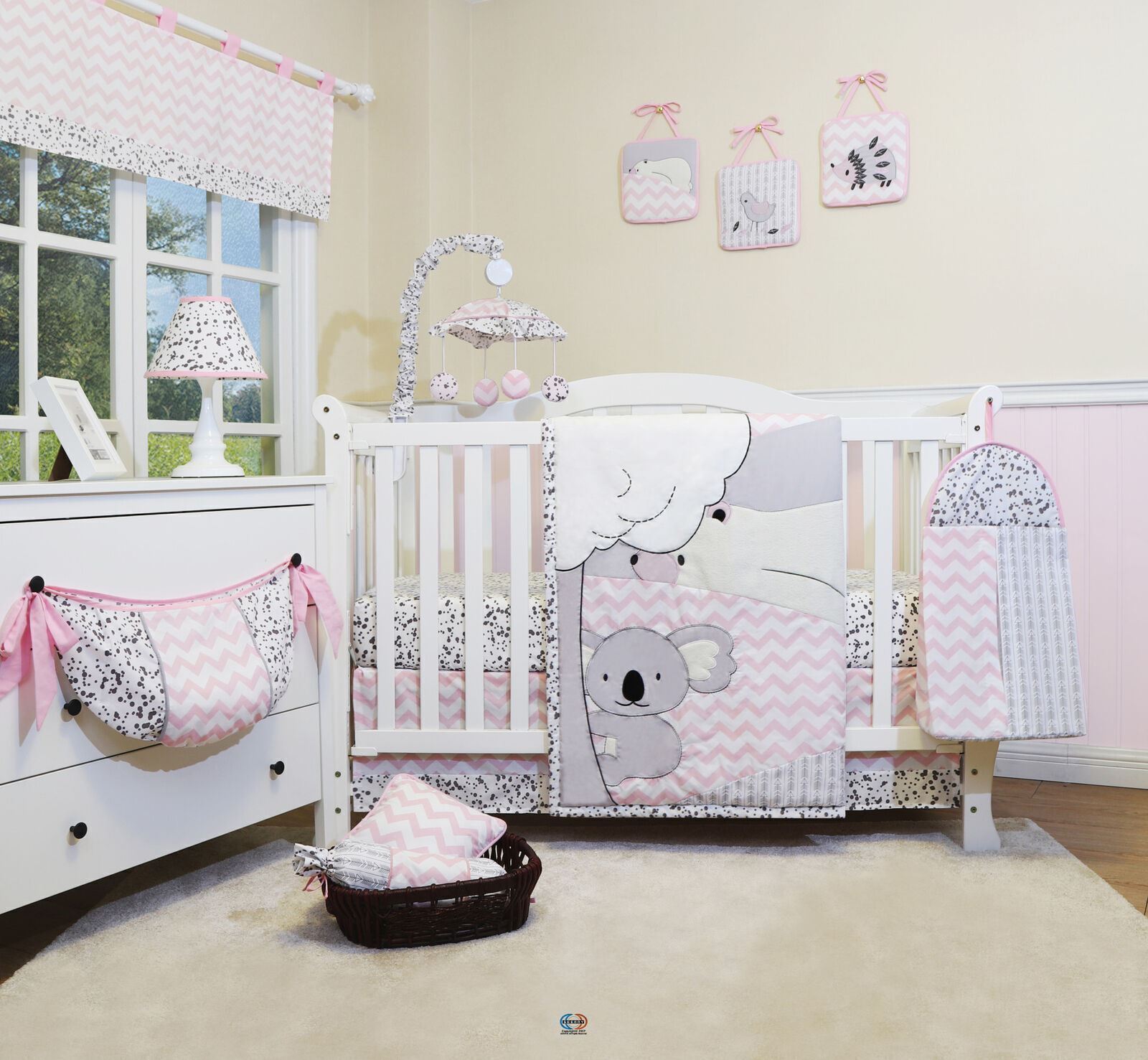 12PCS Bumperless Cute Bears Baby Nursery Crib Bedding Sets