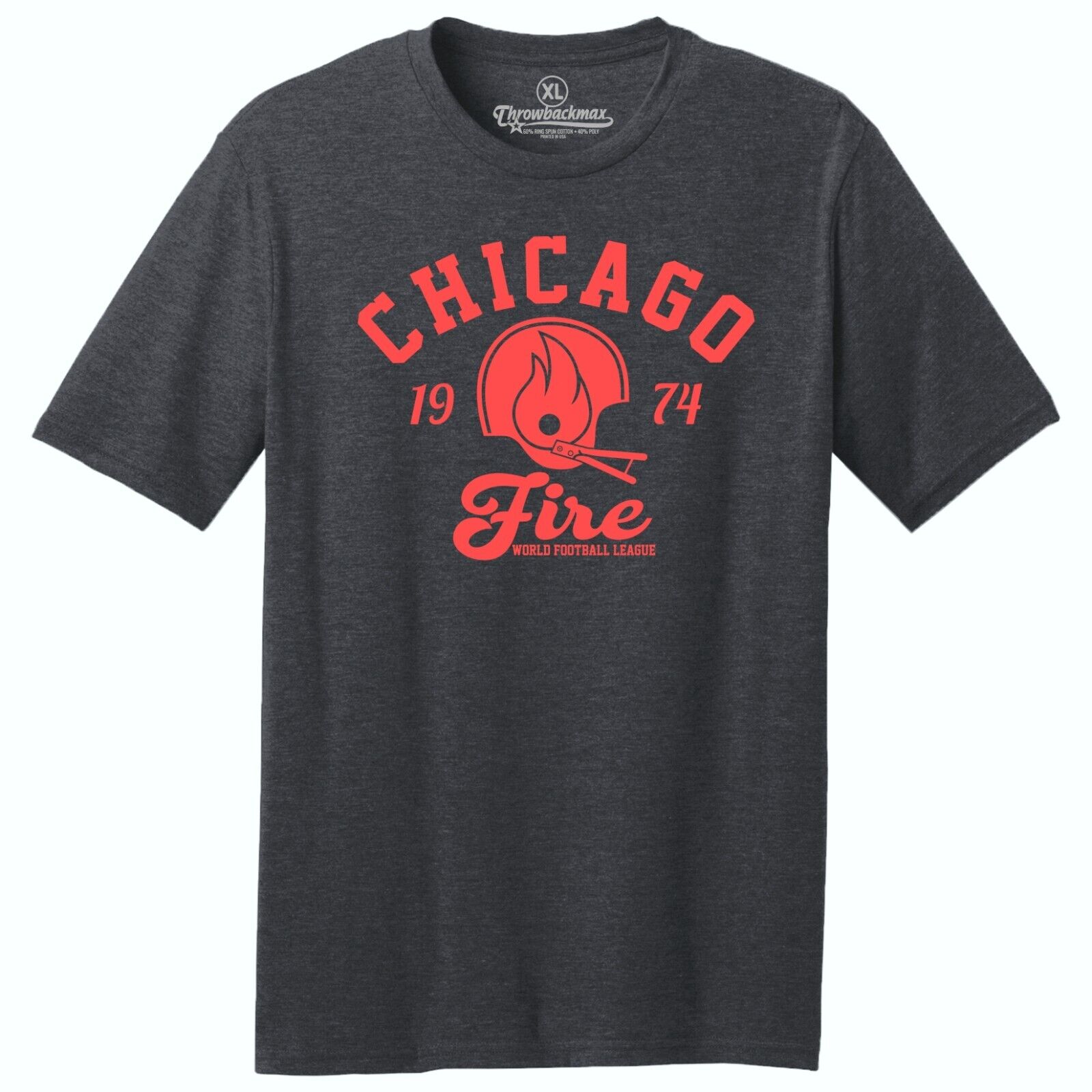 Chicago Fire 1974 WFL Football TRI-BLEND Tee Shirt - Bears, Cubs, Bulls