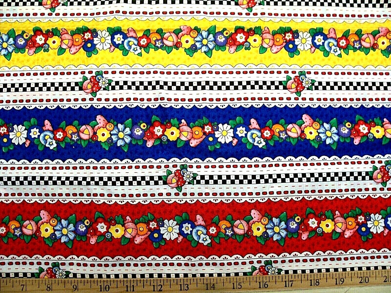 CHOOSE : MARY ENGELBREIT FLORAL LACE COTTON FABRIC BORDER STRIP RED BLUE YELLOW