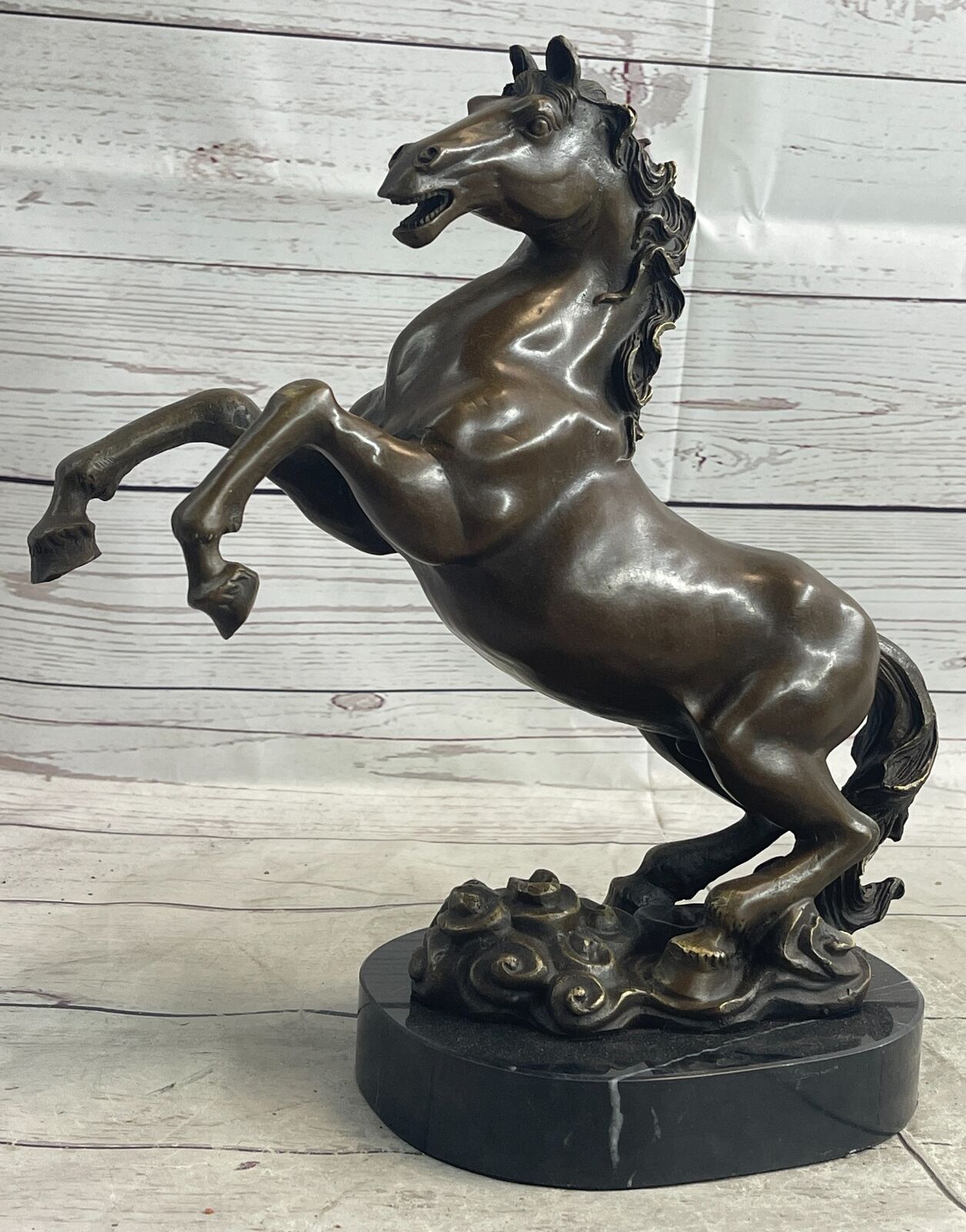 Hot Cast Mene Horse Rearing Up Bronze Sculpture Home Office Decoration Sale
