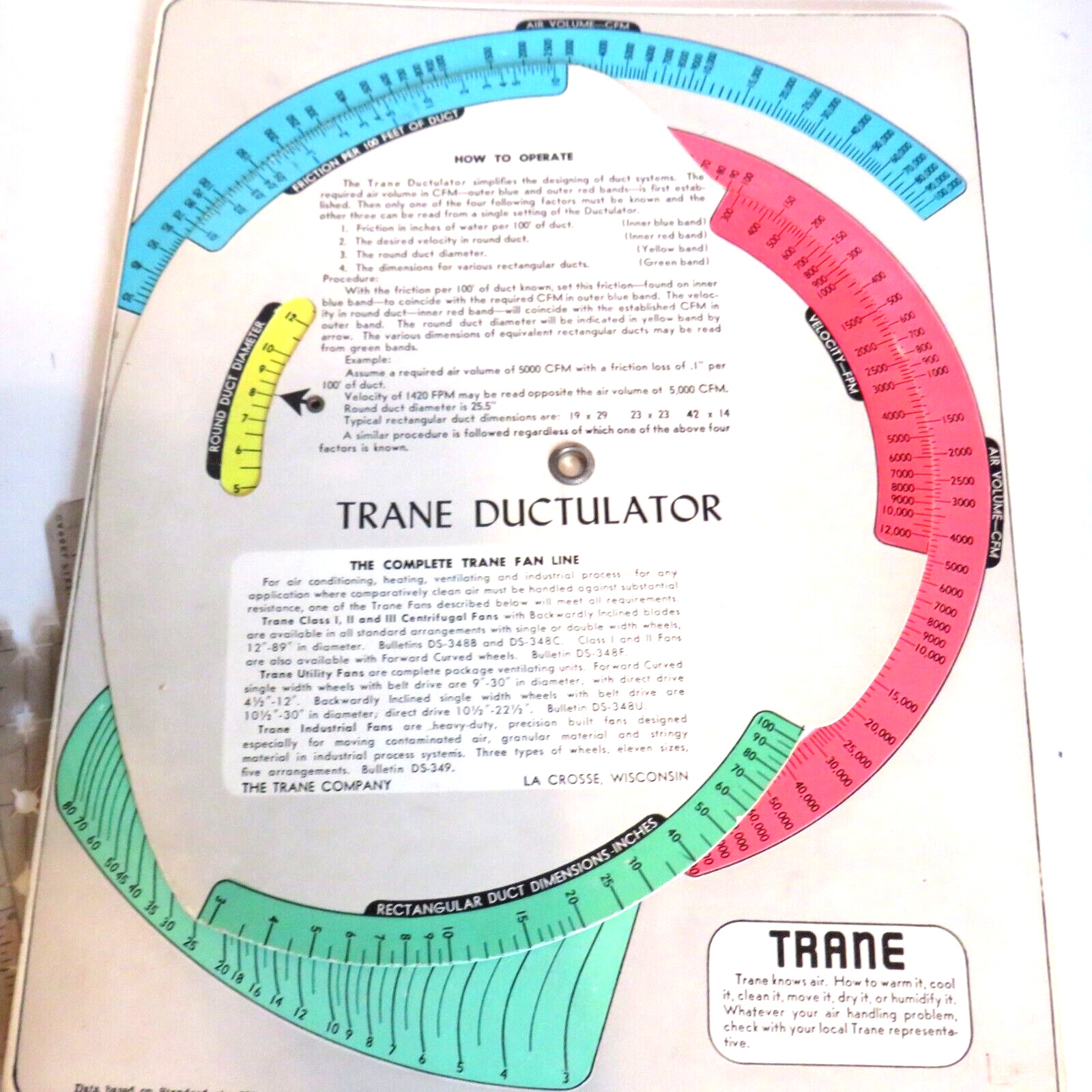 Vintage Trane TD1 Ductulator w Sleeve Duct Sizing Calculator NOS + Other Stuff