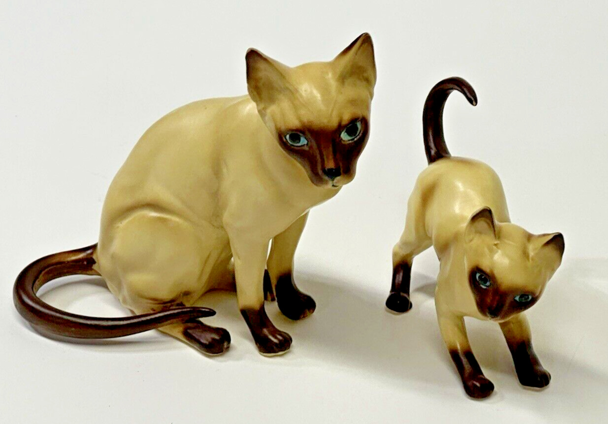 Vintage Ceramic Siamese Cat Kitten Figurines Korea 1 Pair ***FREE SHIPPING ***