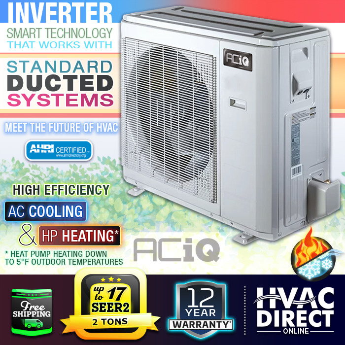 2 Ton 17 SEER2 ACiQ Central Air High Efficiency Inverter AC Cooling Heat Pump