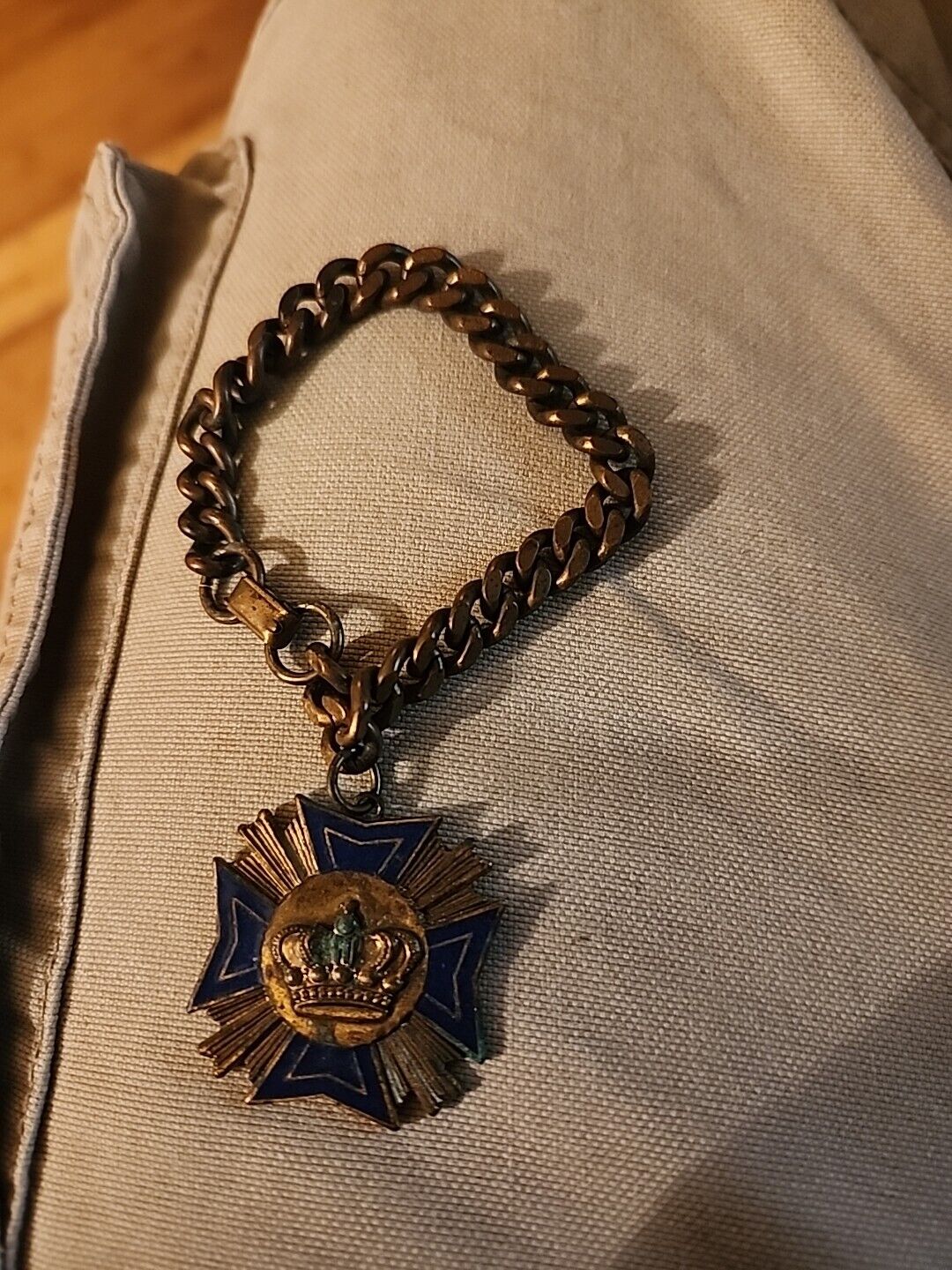 Vintage Order of the Crown Medal on Short Copper Chain Unknown Origin