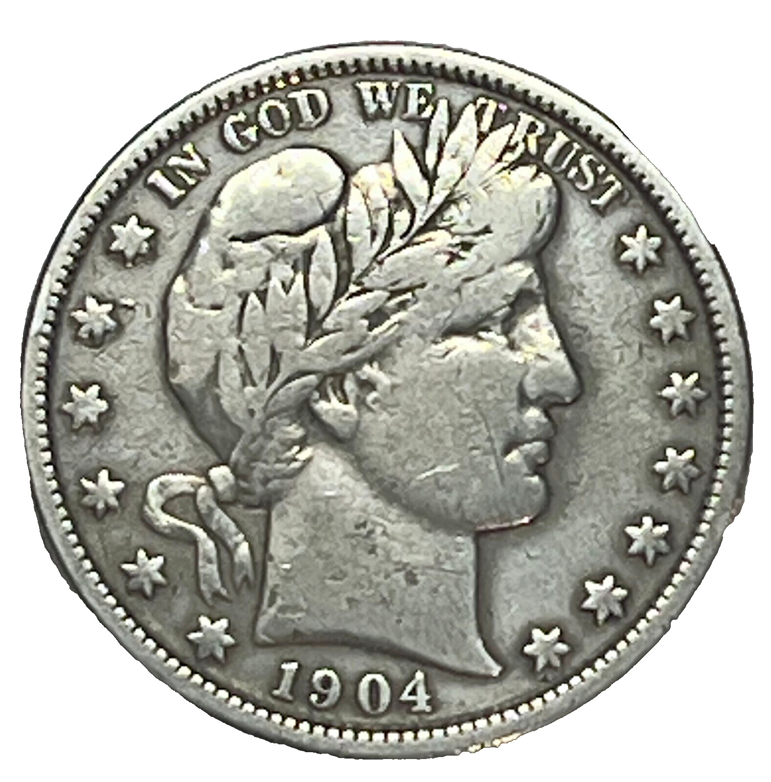 1904 P Silver Barber Half Dollar Liberty Head Philadelphia Coin 50 Cent Coin
