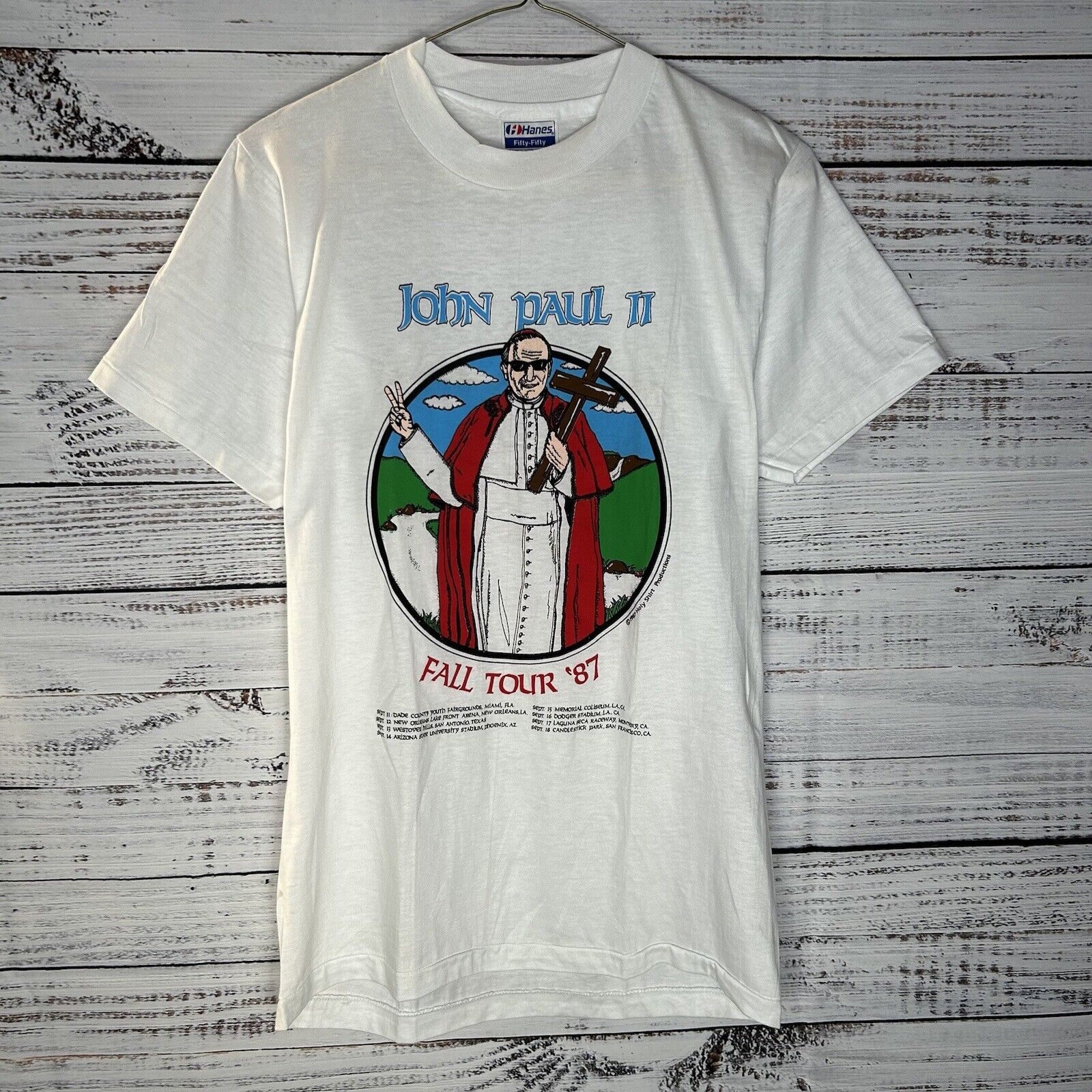Vintage 80s Pope John Paul II US Tour Visit 1987 Single Stitch T-Shirt Small