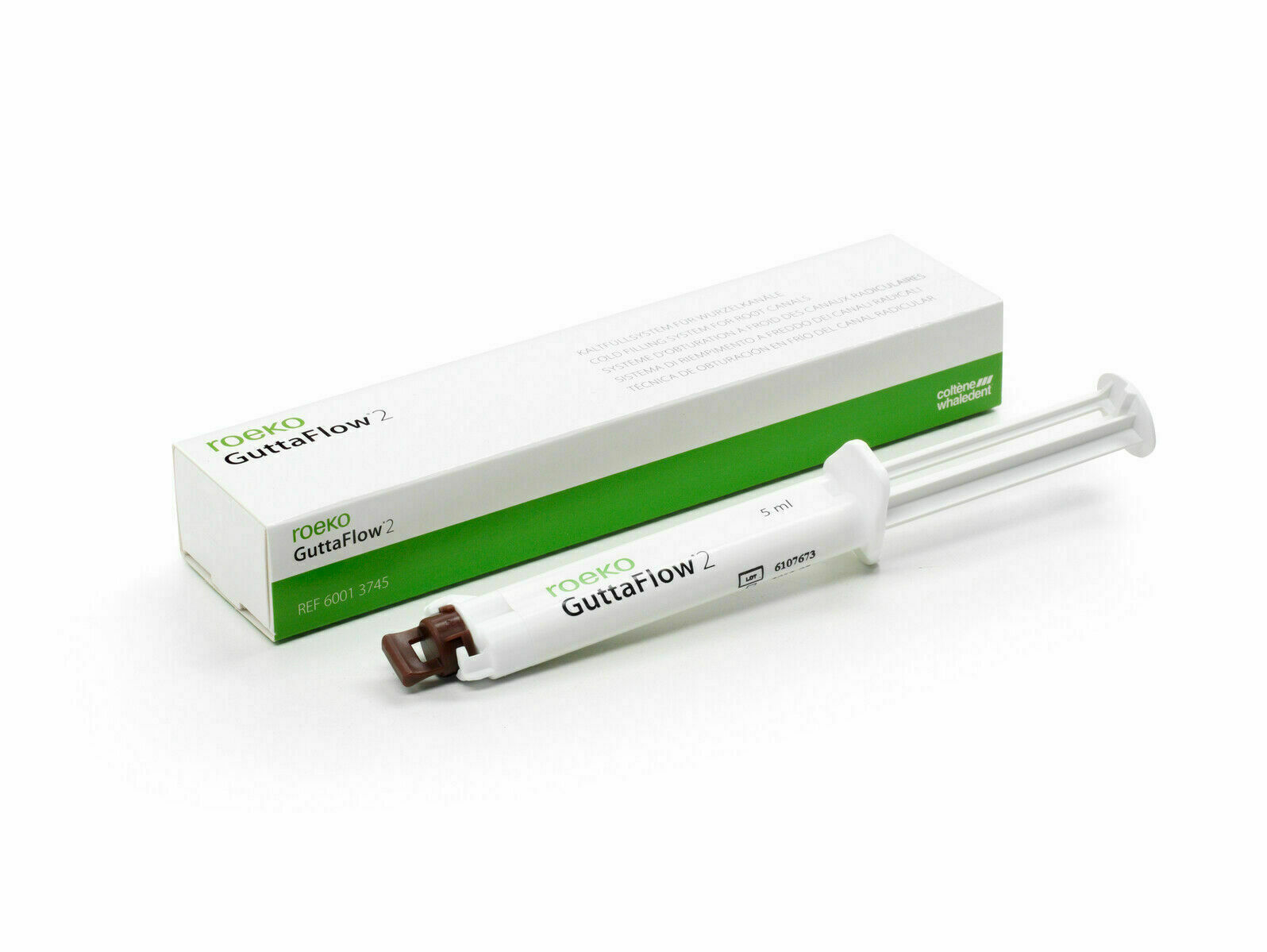 Coltene GuttaFlow2 Two in One Cold Flowable Obturation System for Root Canals.