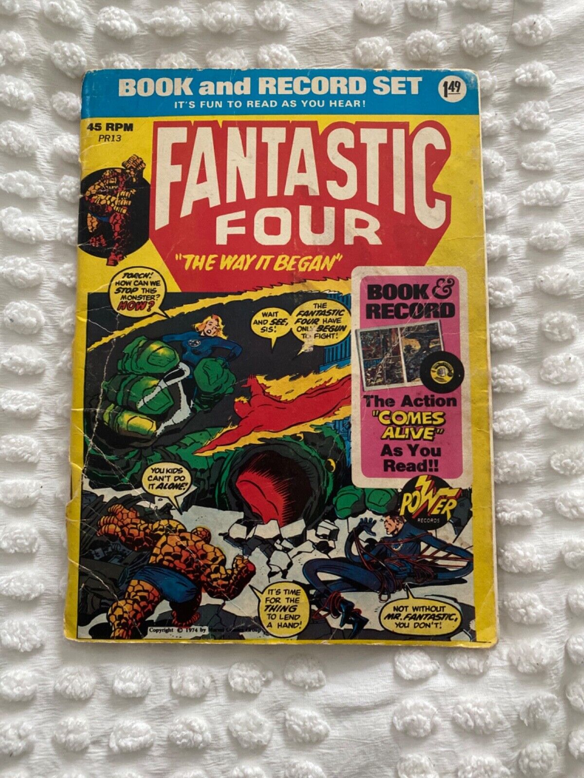 Vintage Fantastic Four Book and Record Set #PR13 (1974) with 45 Included