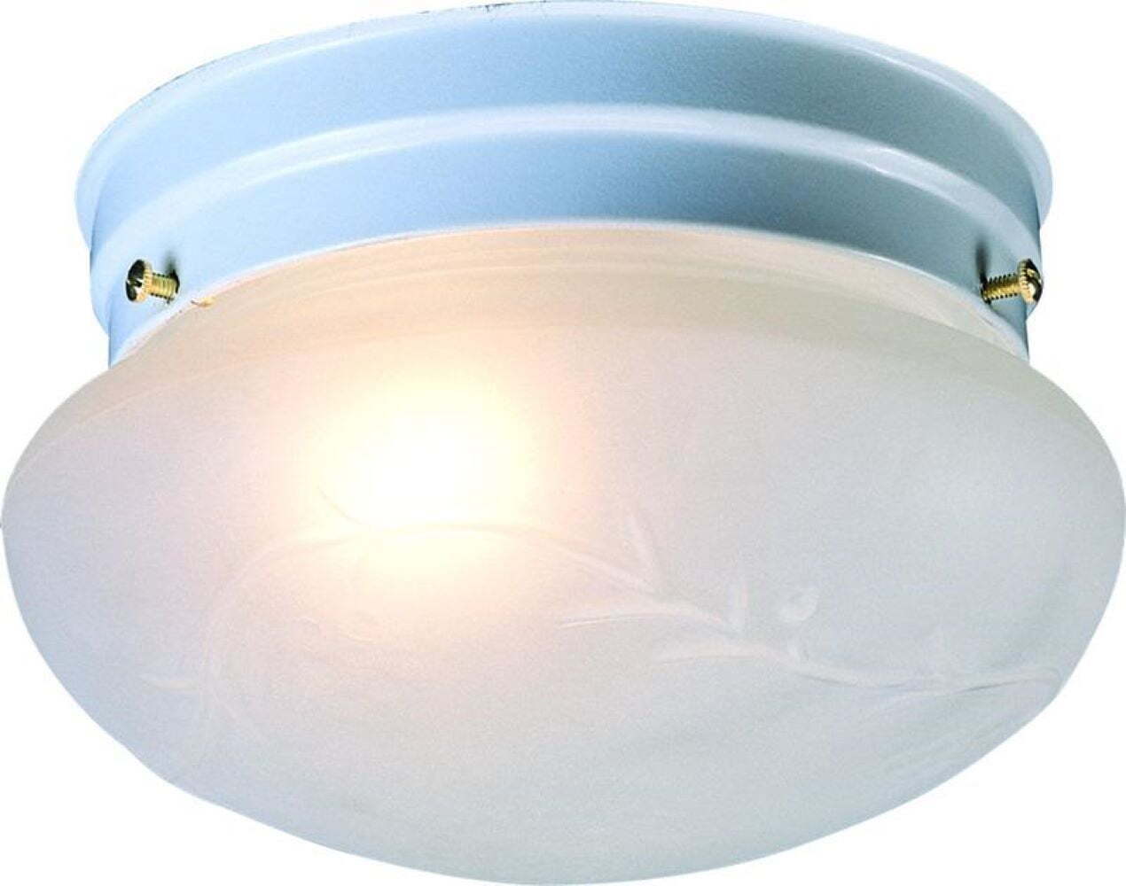Hardware House Single Light Ceiling Fixture with White Finish and Frosted Glass