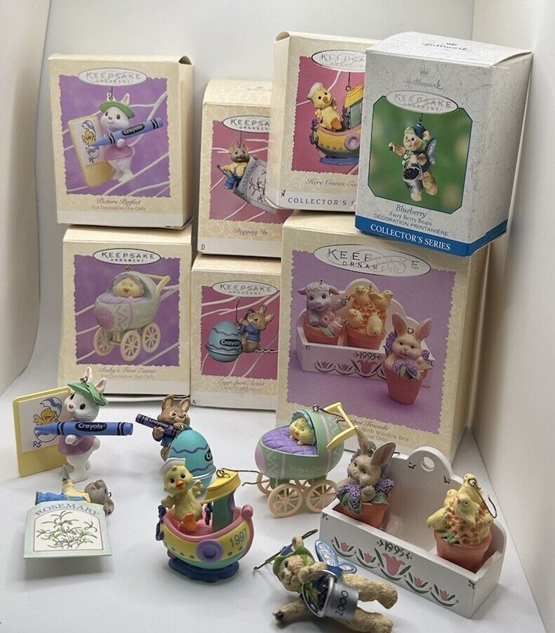 Vintage Hallmark Spring / Easter Ornaments Lot 1994-2000 In Box
