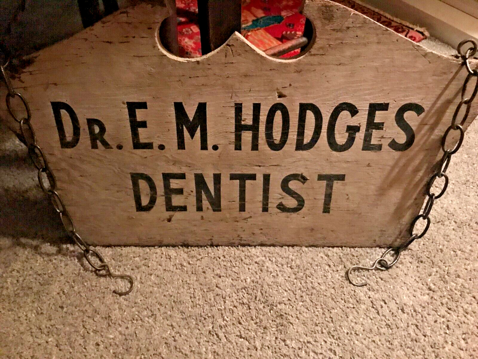 Authentic VTG Antique Late 19th C. Wood Trade Sign Double Sided / Dentist Doctor