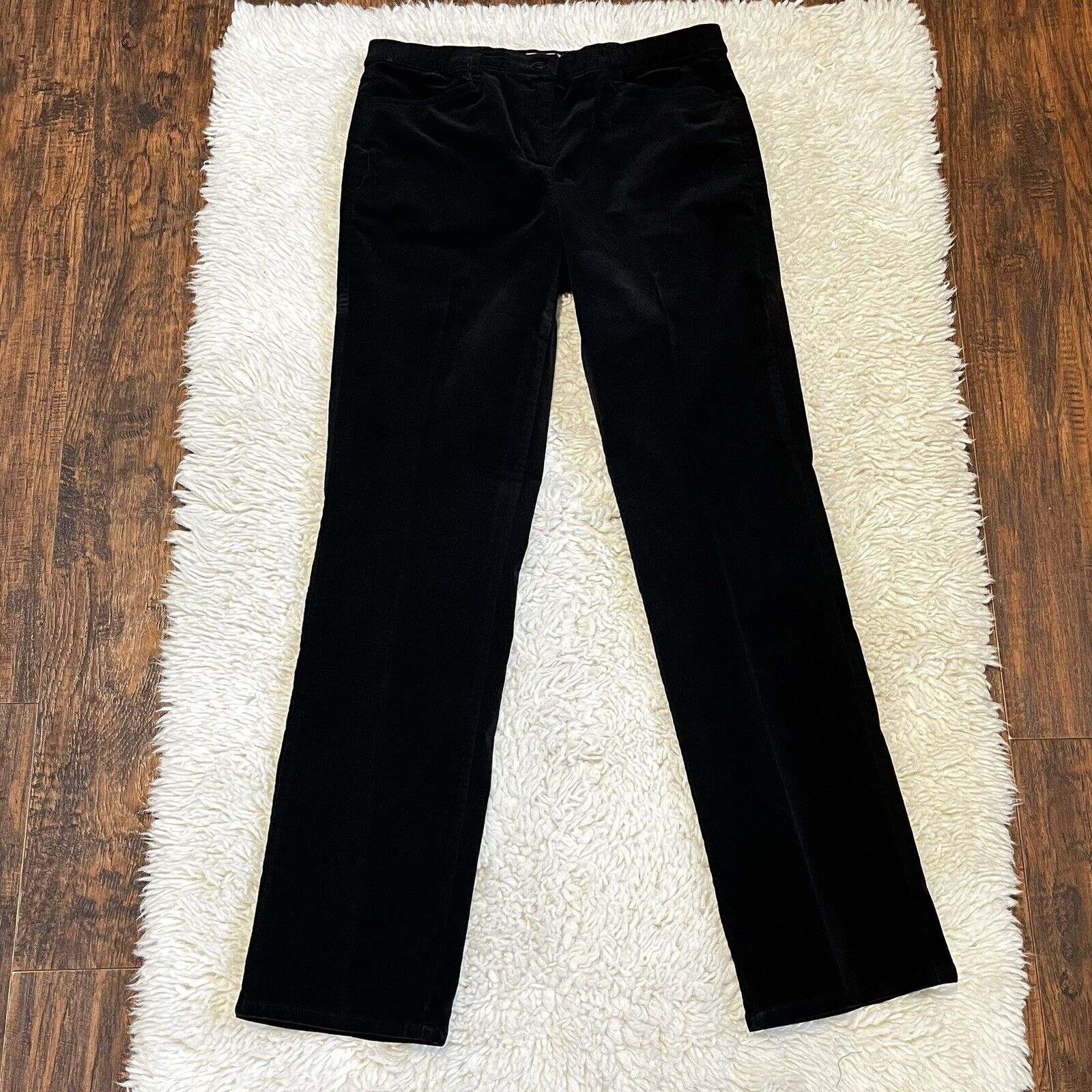 Orvis Corduroy Pants Womens Size 8 Black Stretch Pleated Trousers Pockets