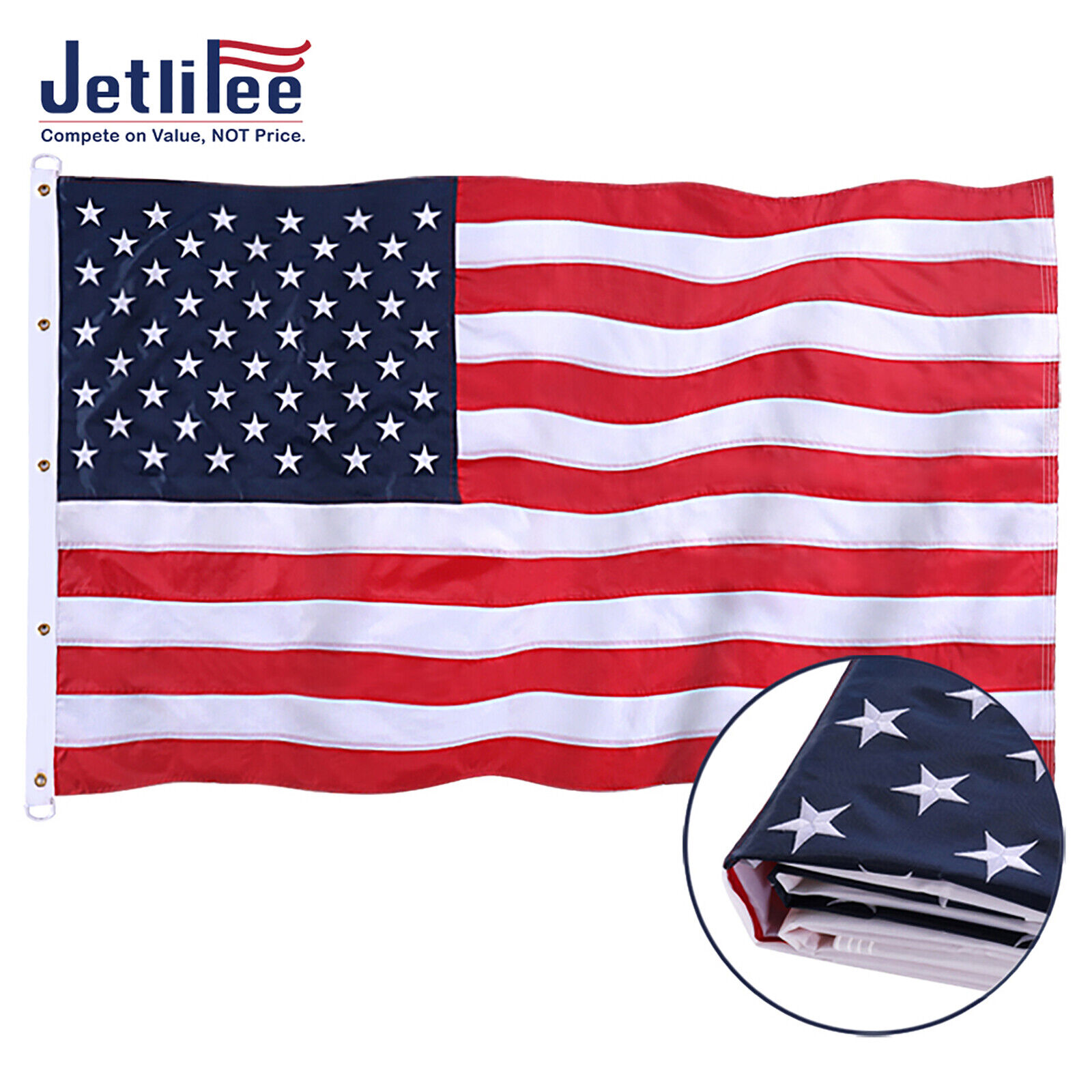 Large American Flag 10x15 ft 420D UV Protected Embroidered US USA Flag