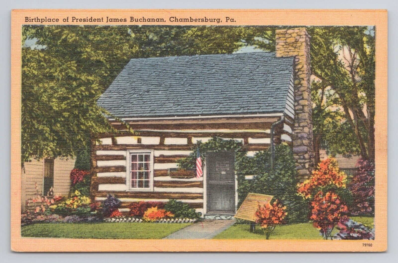 Birthplace of President James Buchanan Chambersburg Pa Linen Postcard No 3592