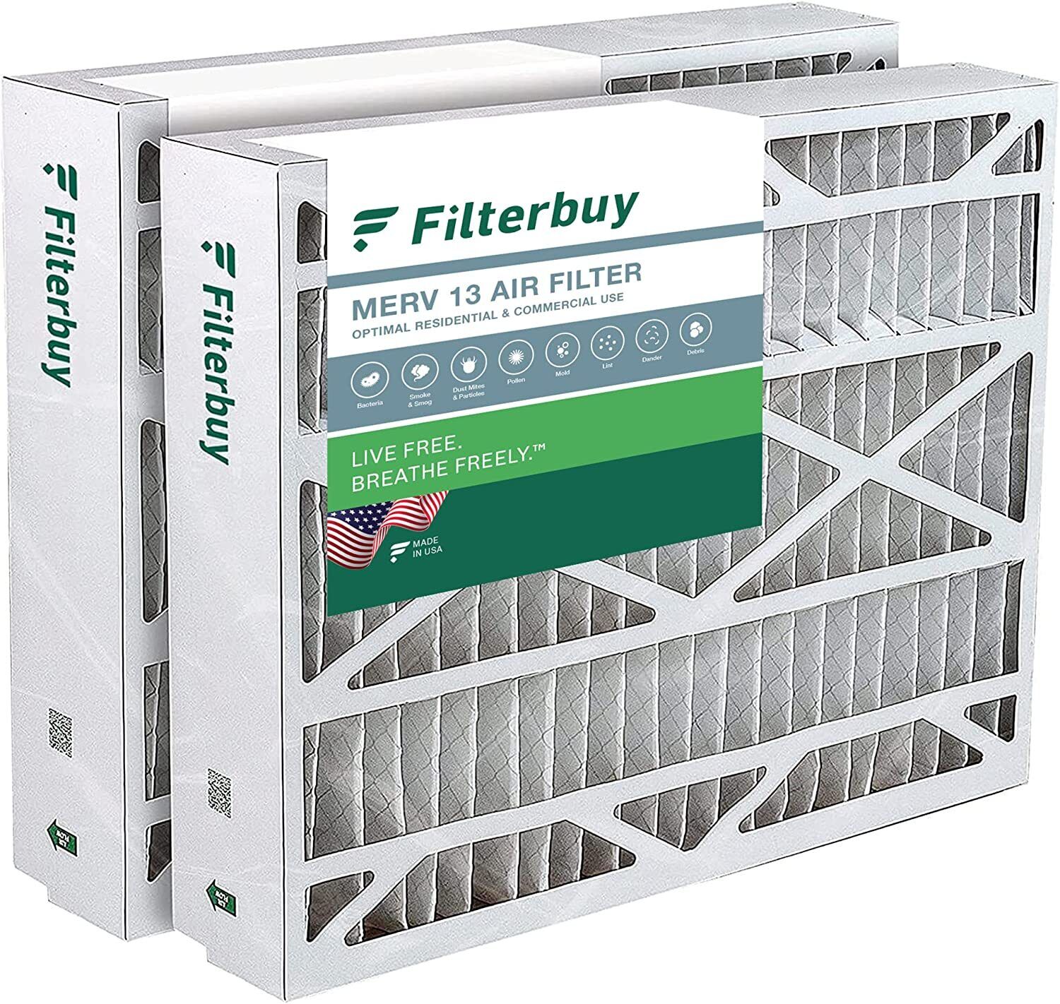 Filterbuy 24x25x5 Air Filter MERV 13, Pleated AC Furnace Replacement for Carrier