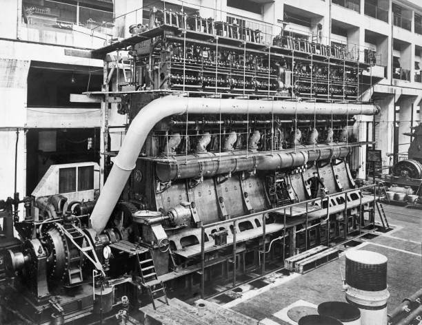 Engine room Saturnia motorship 1920-1930 OLD PHOTO