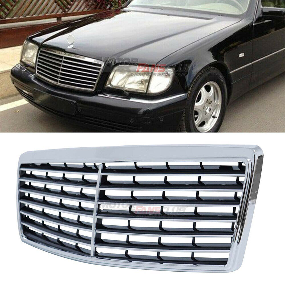 For Mercedes Benz W140 S-Class 1994-1998 Black Chrome Front Bumper Grill Grille
