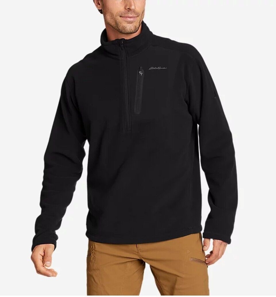 Eddie Bauer Cloud 1/4 Zip Up Fleece Men\'s Jacket Size XL - Black ✅