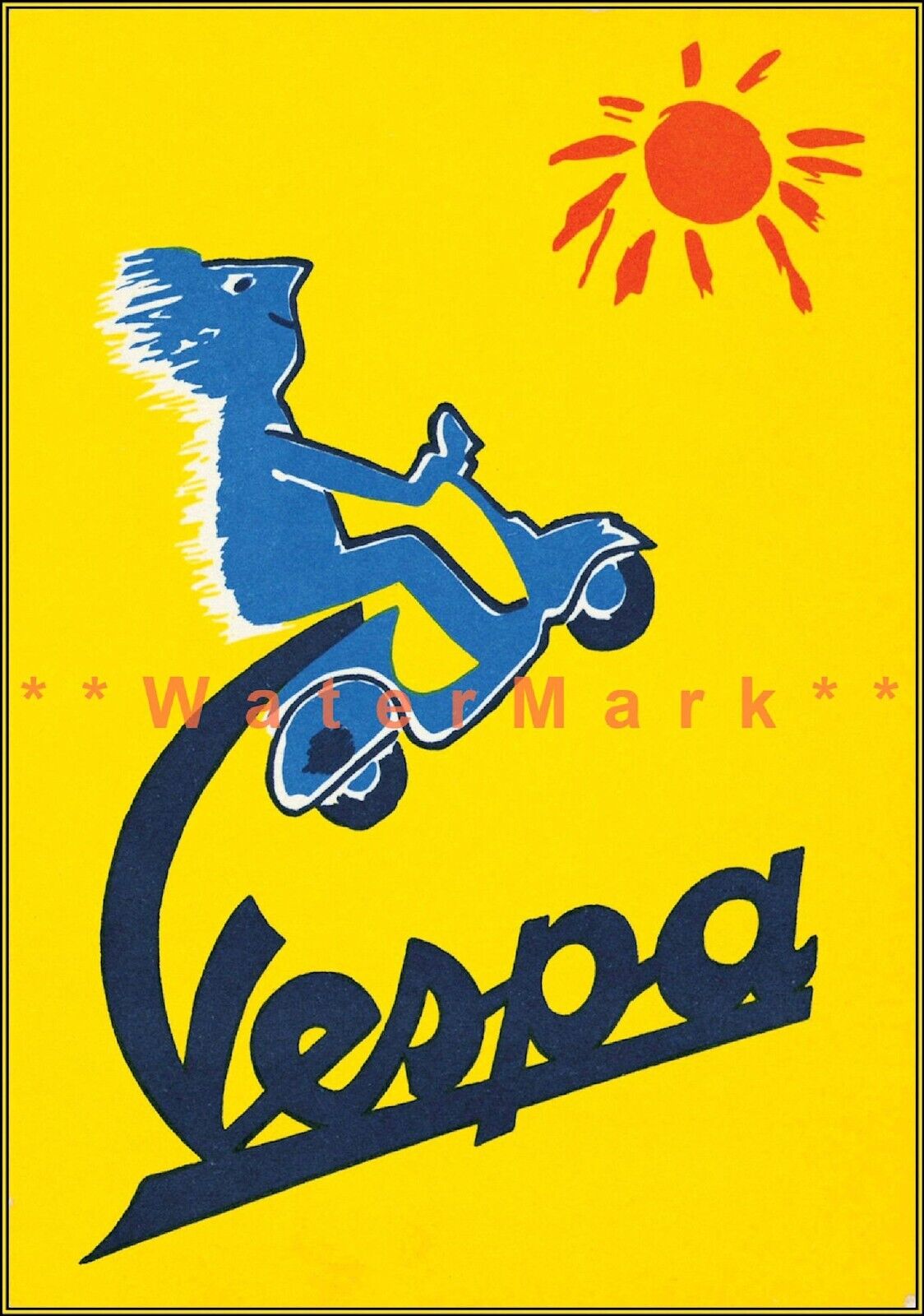 Vespa 1955 Italian Classic Motor Scooter Vintage Poster Print Retro Style Art