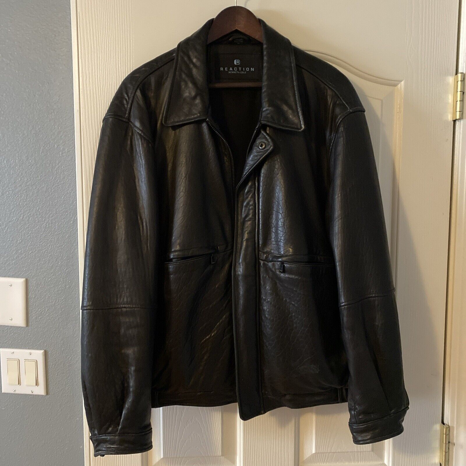 Kenneth Cole Reaction Leather Men’s Jacket Size Medium Black