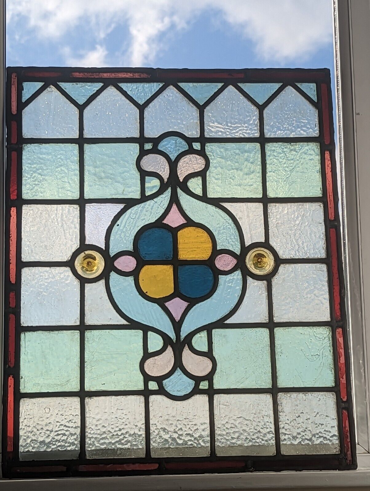Beautiful Outstanding English Renovated Victorian Stained Glass Panel