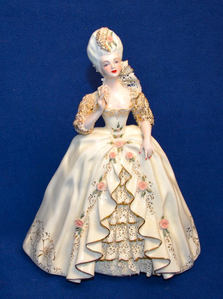 Vtg 1950s FLORENCE Ceramics Lady in White Dress MARIE ANTOINETTE 10\