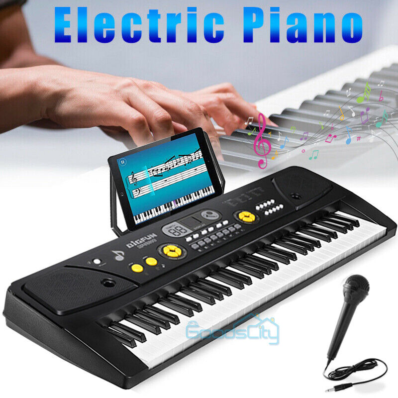 Digital Piano Keyboard 61 Key - Portable Electronic Piano with Mic & Stand