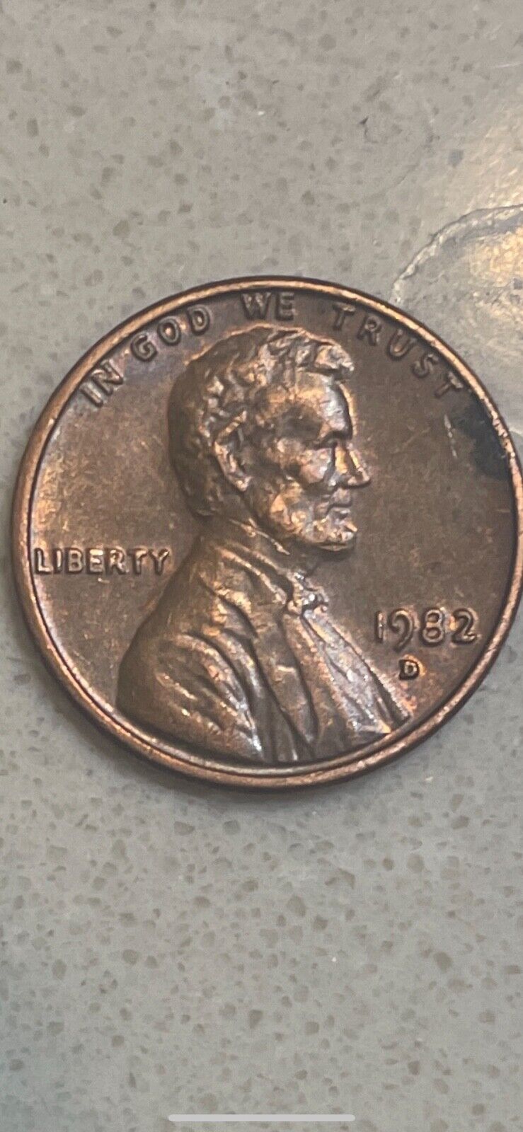 Extremely RARE 1982 copper penny Denver mint mark.  Possible small date