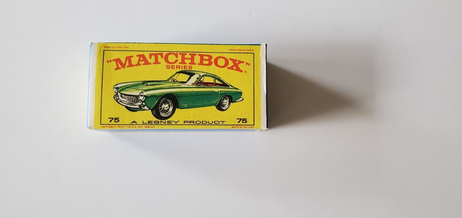 1966 Vintage Lesney Matchbox #75 Ferrari Berlinetta Box Empty