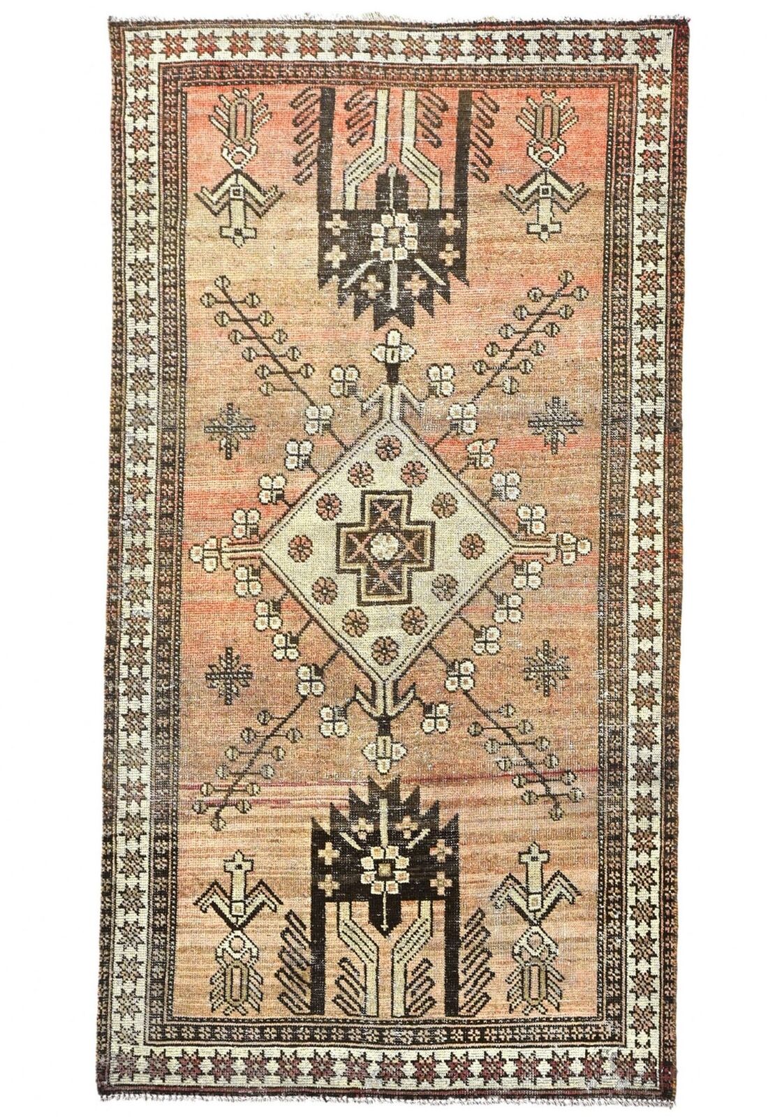 4X7 Antique Muted Tribal Handmade Vintage Oriental Rug Farmhouse Carpet 3\'9X6\'8
