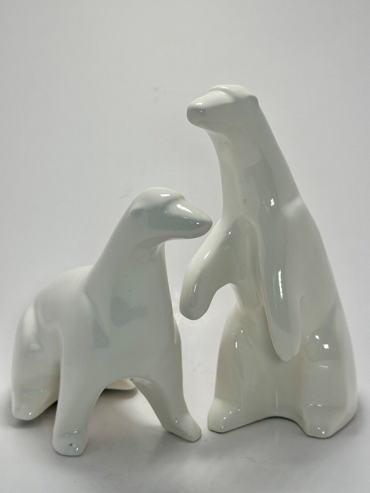 White Polar Bears Vintage Jaru Pottery-Set of 2 Ceramic Figures/Figurines