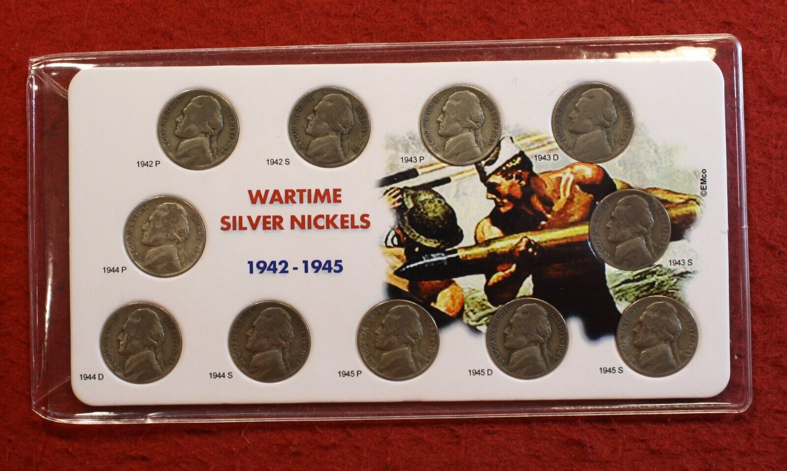 1942 1943 1944 1945 PDS Jefferson G-F War Nickels 11 Coins 35% Silver set