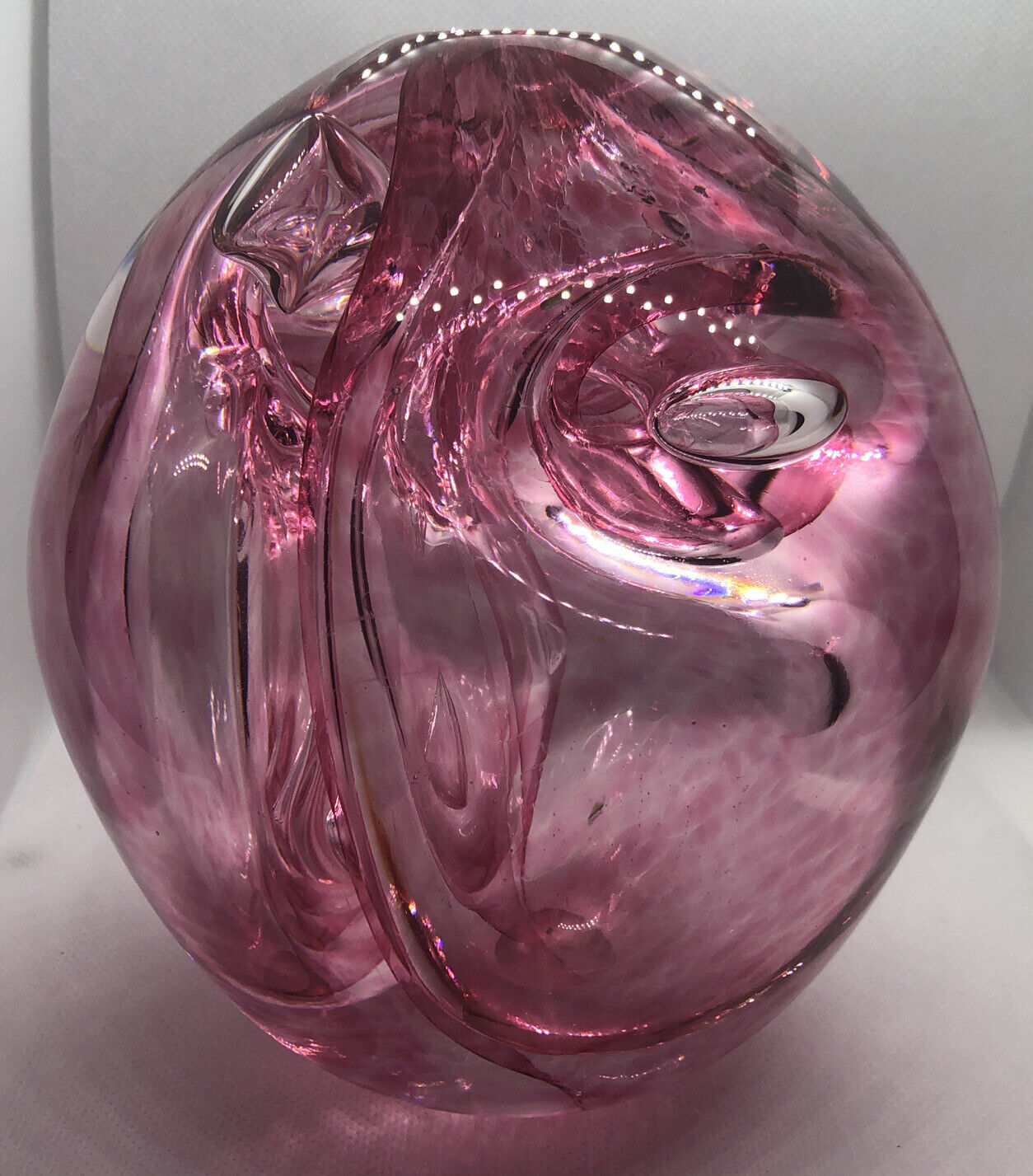 Stunning OOAK William Worcester Art Glass Vase Sculpture 6.5” x 6.5” Signed