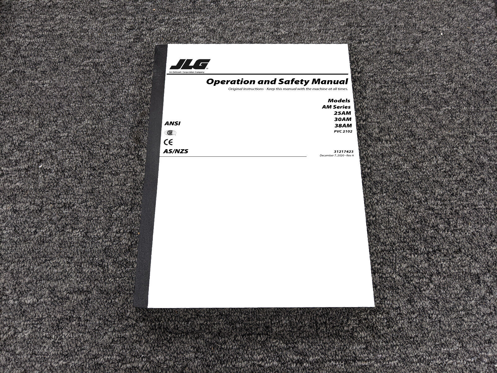 JLG 25AM 30AM 38AM Vertical Mast Lift PVC 2102 Safety Owner Operator Manual
