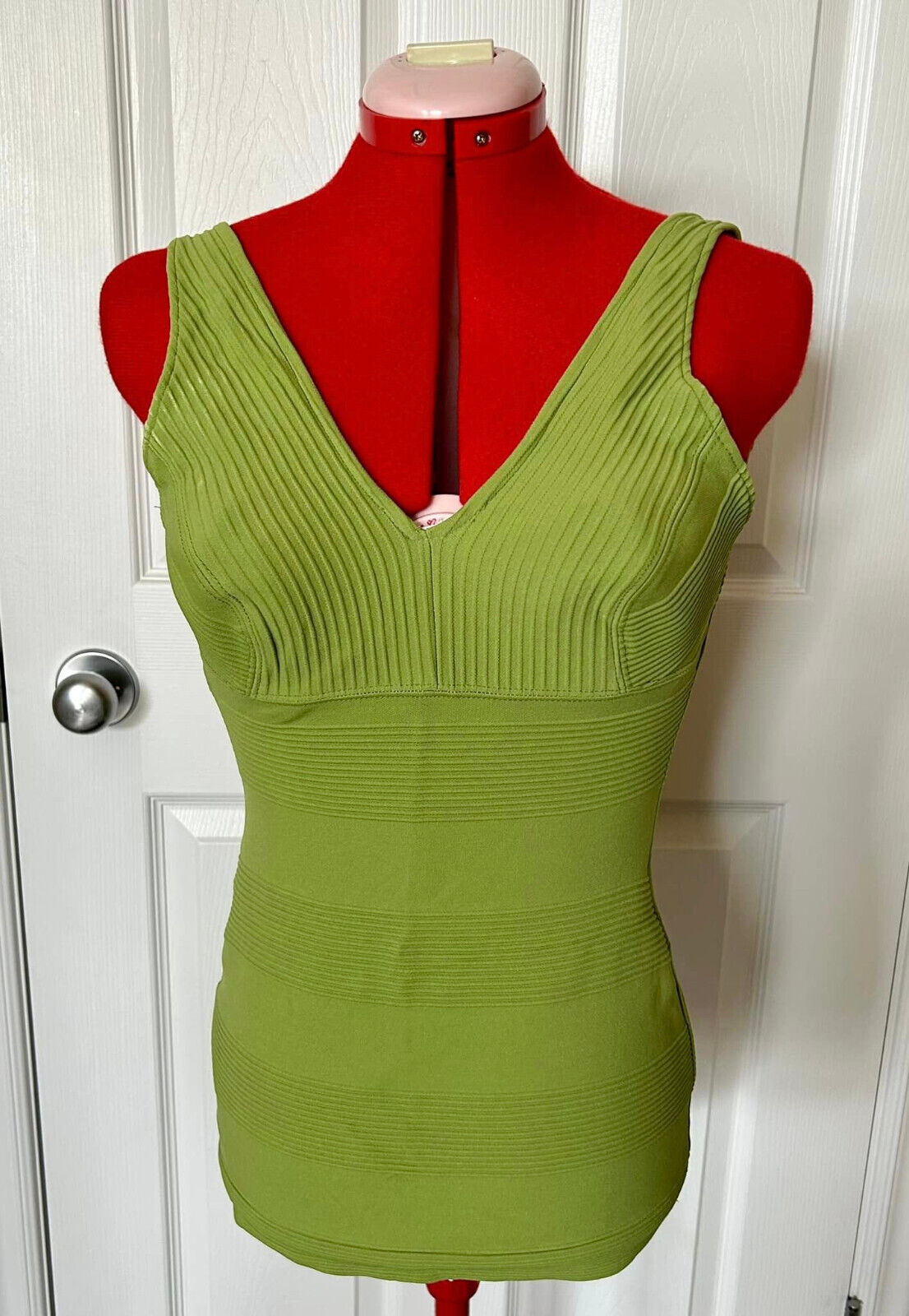 Vintage 1950/60s Catalina chartreuse green chevron striped swimsuit size 14
