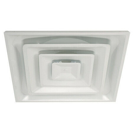 Zoro Select 4Mjv3 Ceiling Diffuser, Square, 8 In, White, Steel