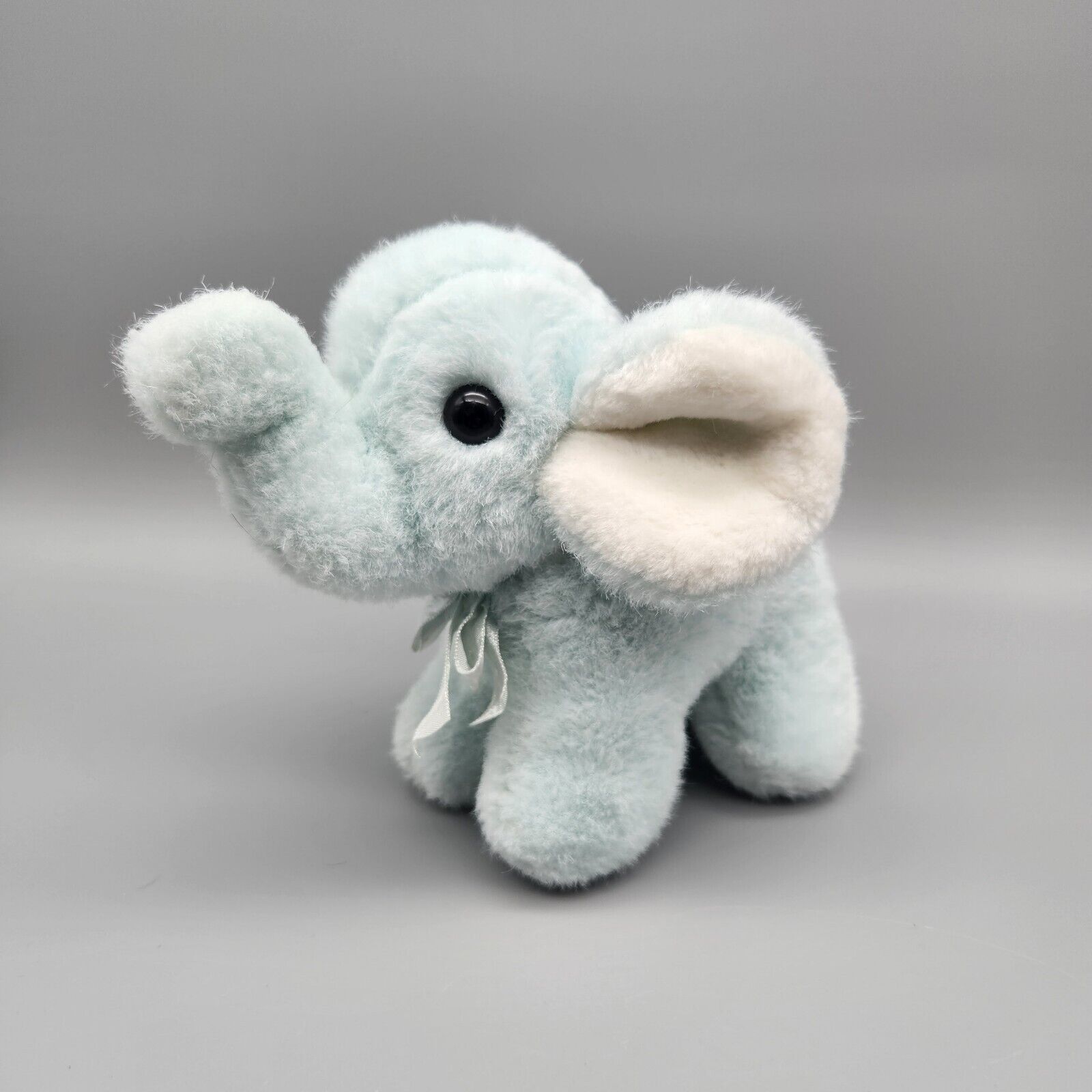 Vintage Walmart Baby Blue Elephant Plush Rattle 7\